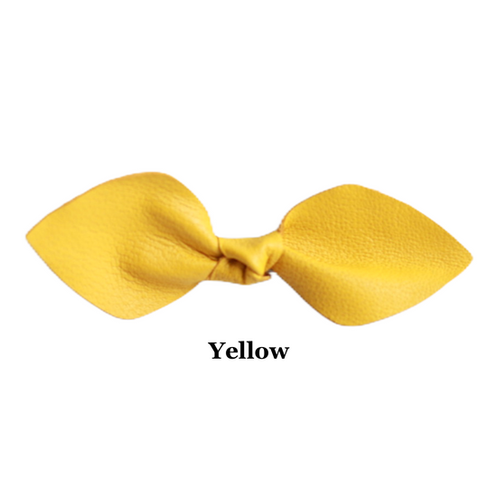 School Color Leather Hair Bow Ponytail