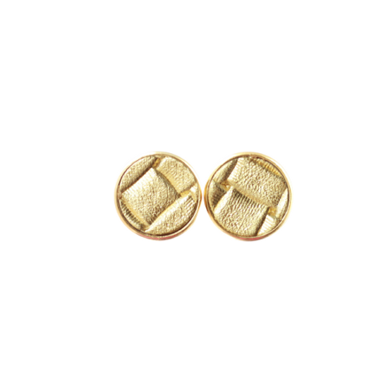Weaved Gold Leather Stud Earring