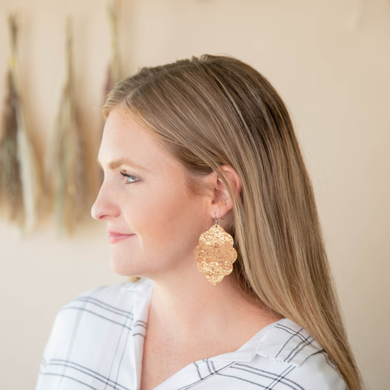 Gold Cork Signature Leather Earring