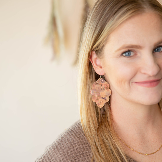 Muted Watercolor Cork Signature Leather Earring