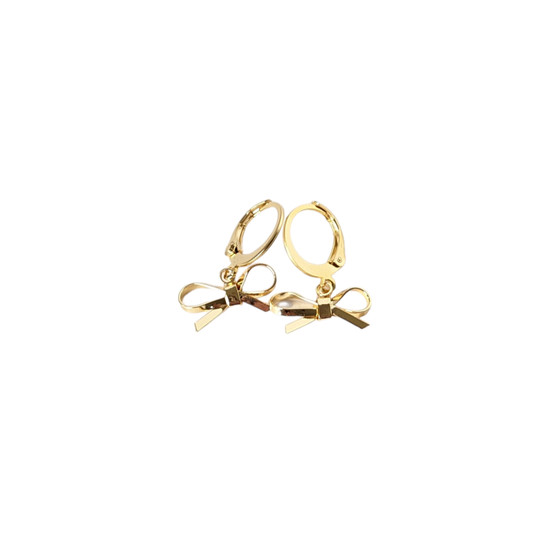 Gold Bow Huggie Hoop Earring