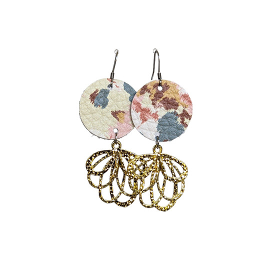 Abstract Floral Leather Earring