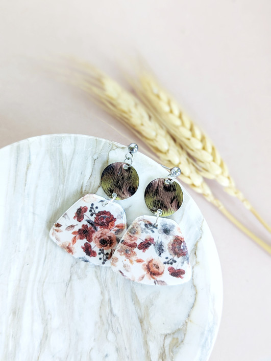 Autumn Floral Clay Earring | Silver