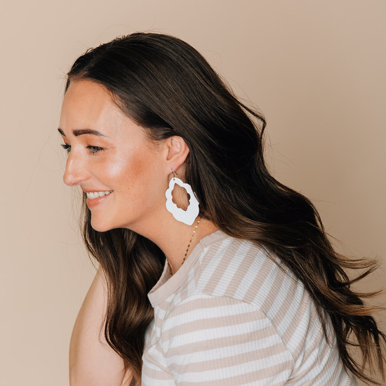  White Signature Leather Earring