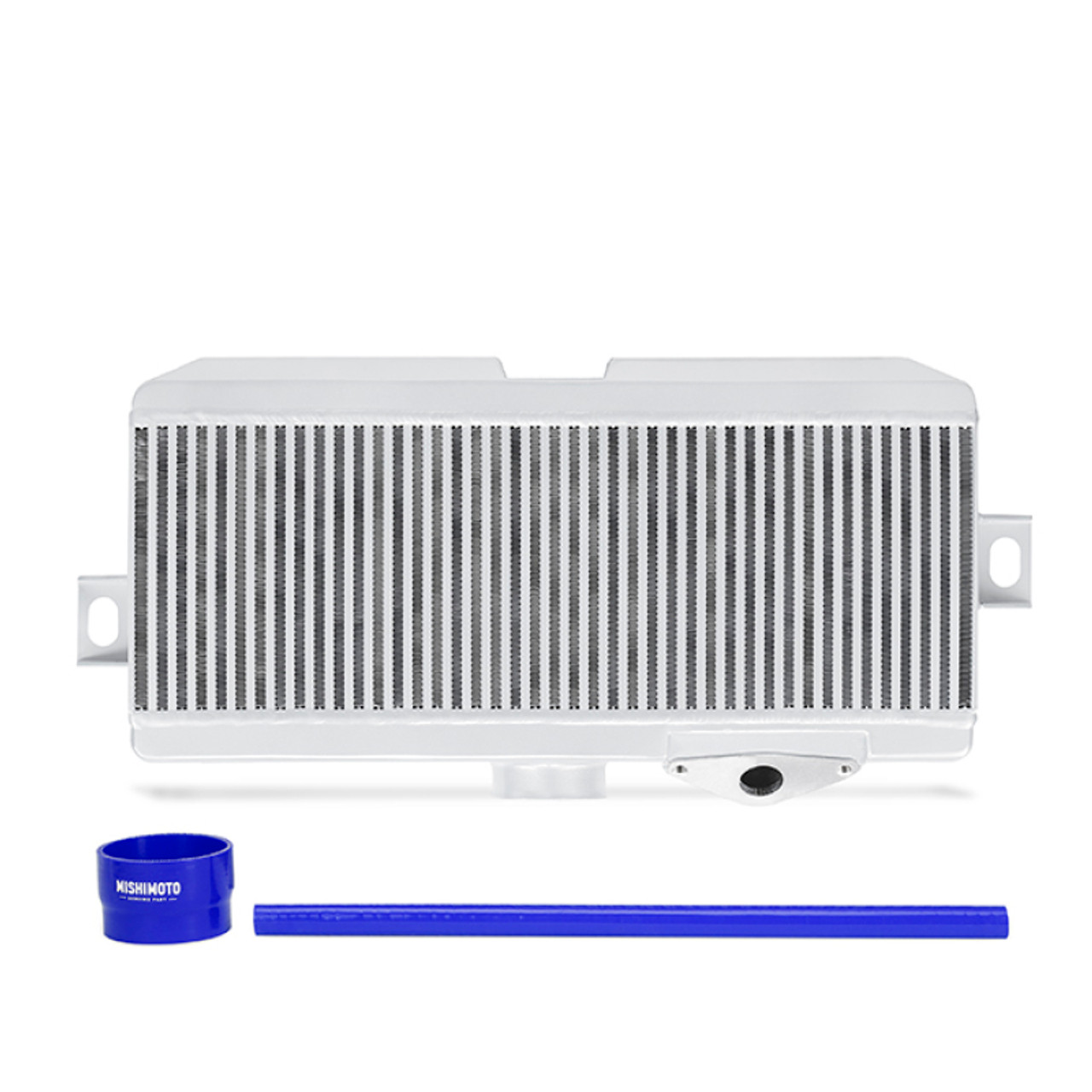 Mishimoto Subaru 08-21 WRX STi Top-Mount Intercooler Kit - Powder Coated Silver & Blue Hoses - MMTMIC-STI-08SLBL - Front