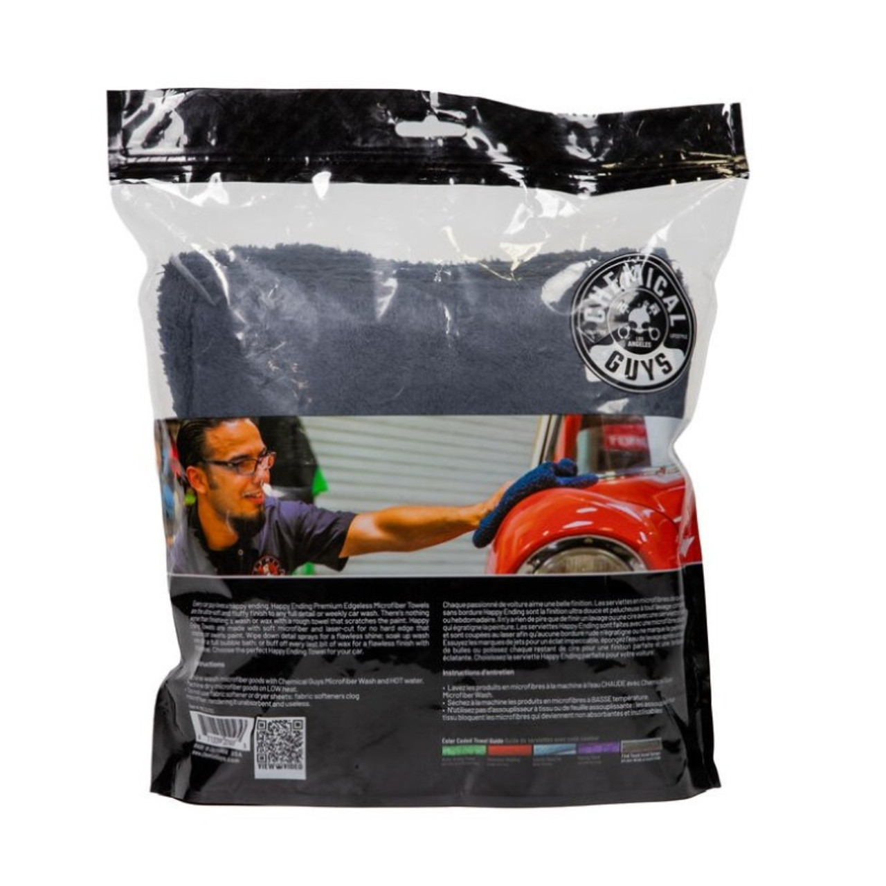 Chemical Guys Ultra Edgeless Microfiber Towel Black - 3 Pack - Label