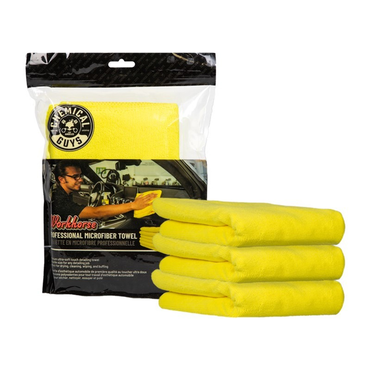 Chemical Guys Workhorse Professional Microfiber Towel Yellow - 3 Pack