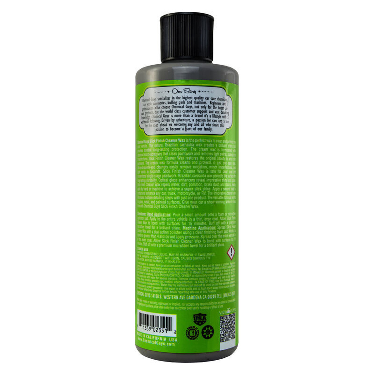 Chemical Guys Slick Finish Cleaner Wax - Label