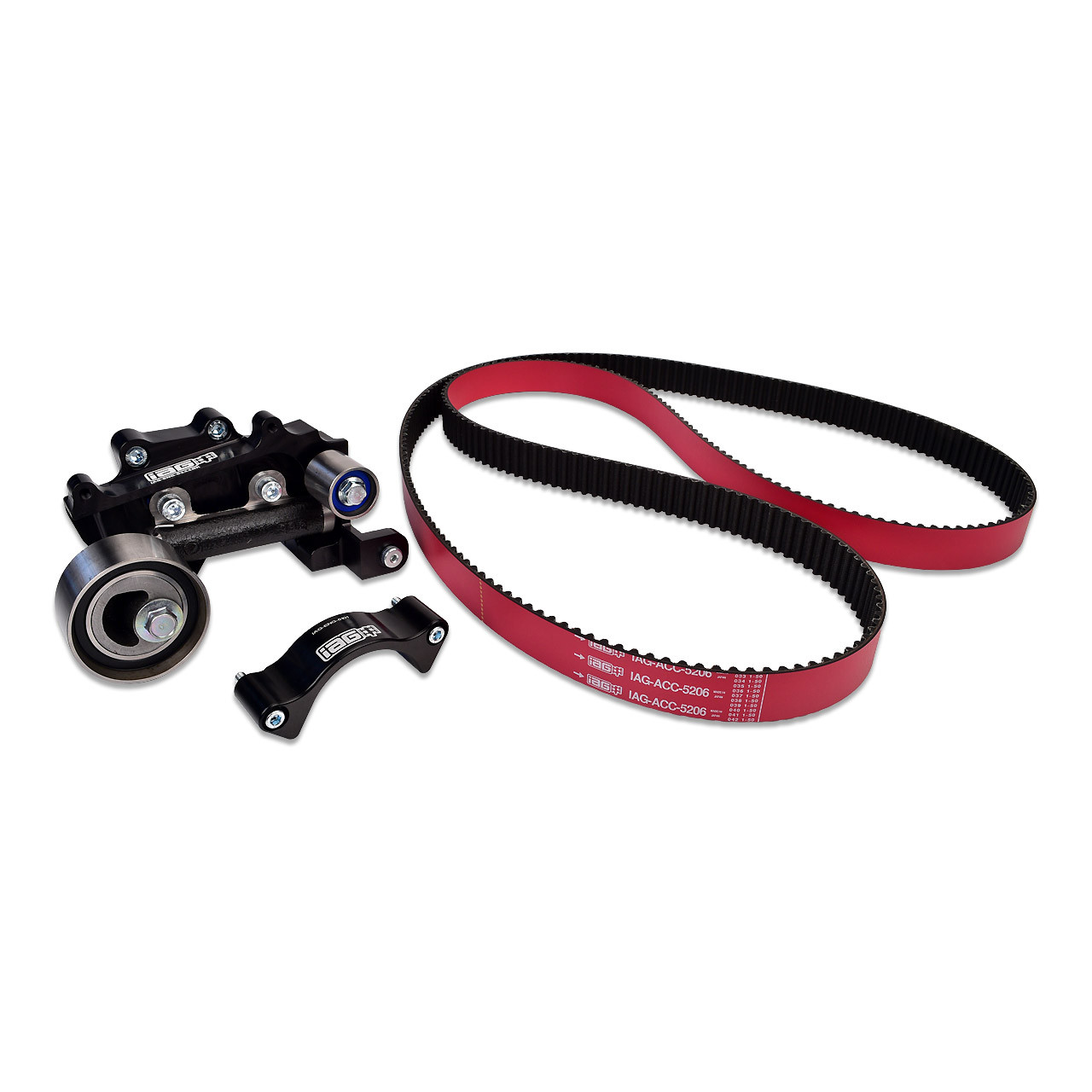 IAG Timing Guide, Comp Tensioner, & Red Racing Timing Belt Kit for 02-14 WRX, 04-21 STI