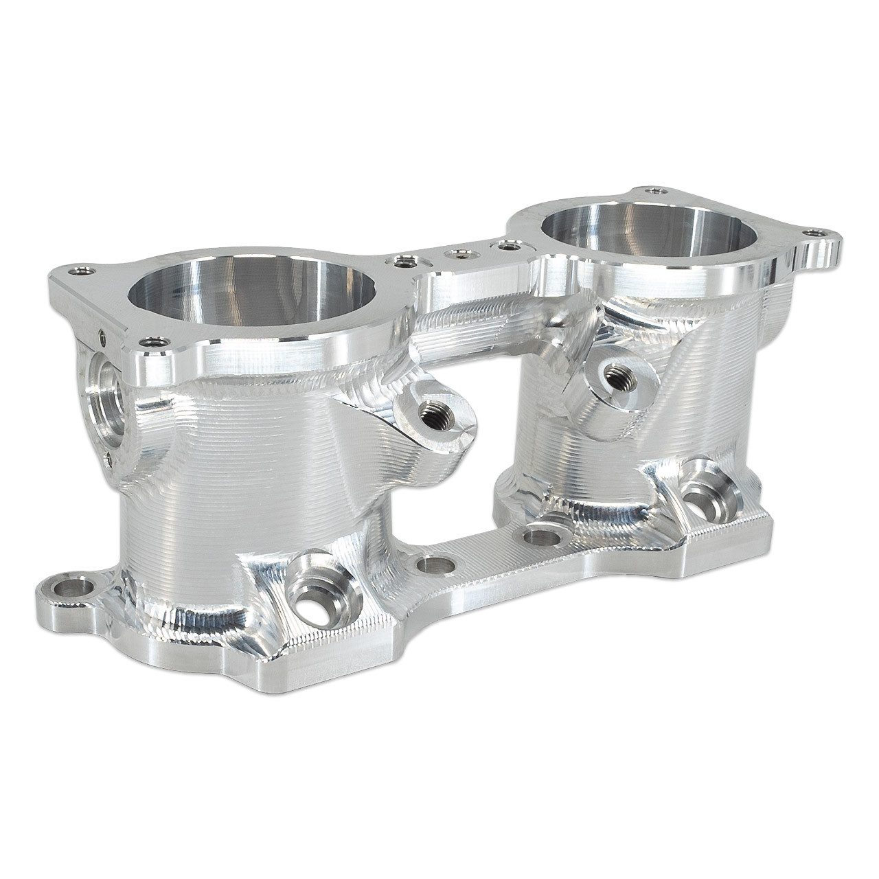 IAG V3 Subaru WRX STI Top Feed TGV Housings with Butterfly Pass Thru - Silver Finish 2