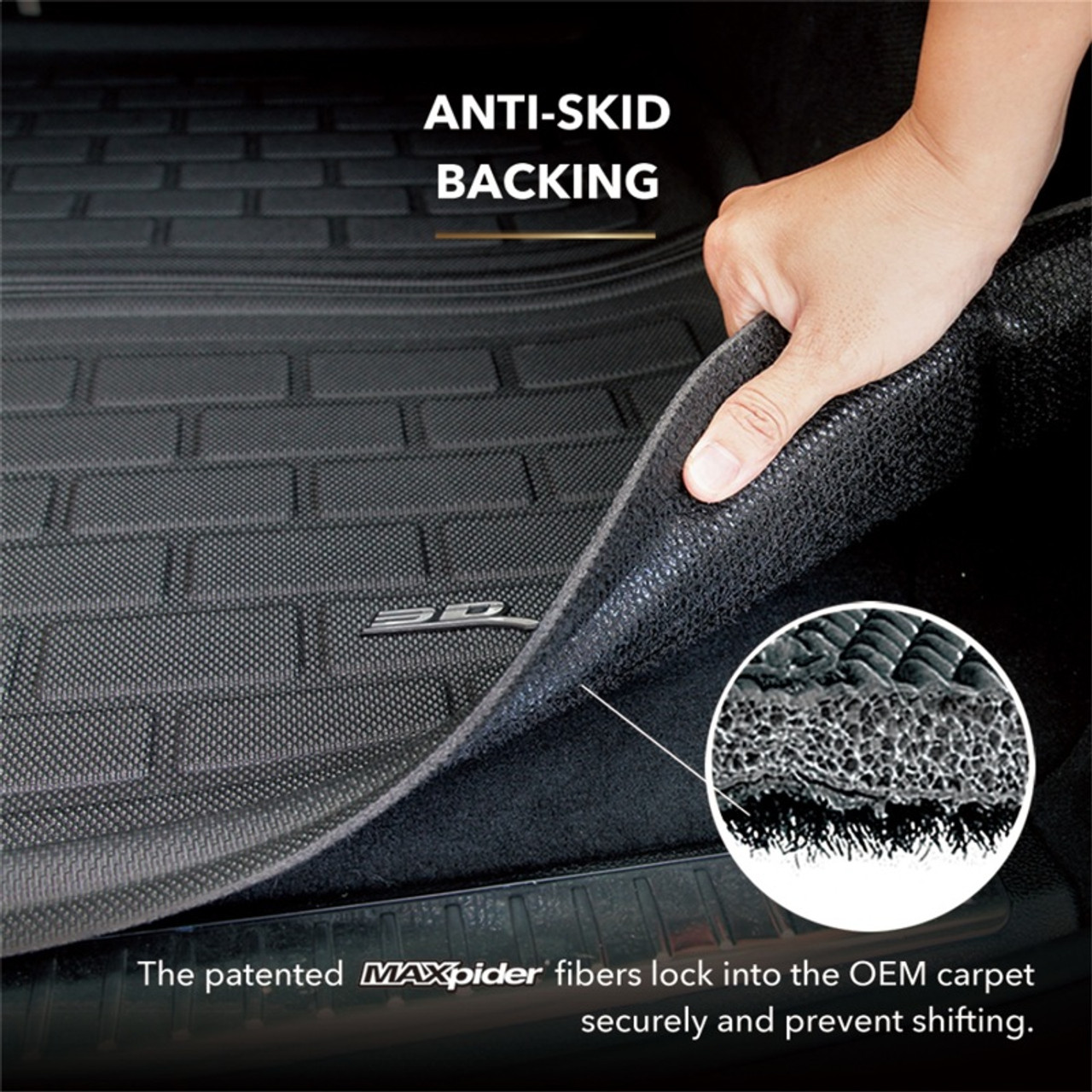 3D MAXpider 08-11 Subaru Impreza Sedan / 08-14 Impreza WRX Sedan Kagu Cross Fold Cargo Liner - Black - Anti-Skid