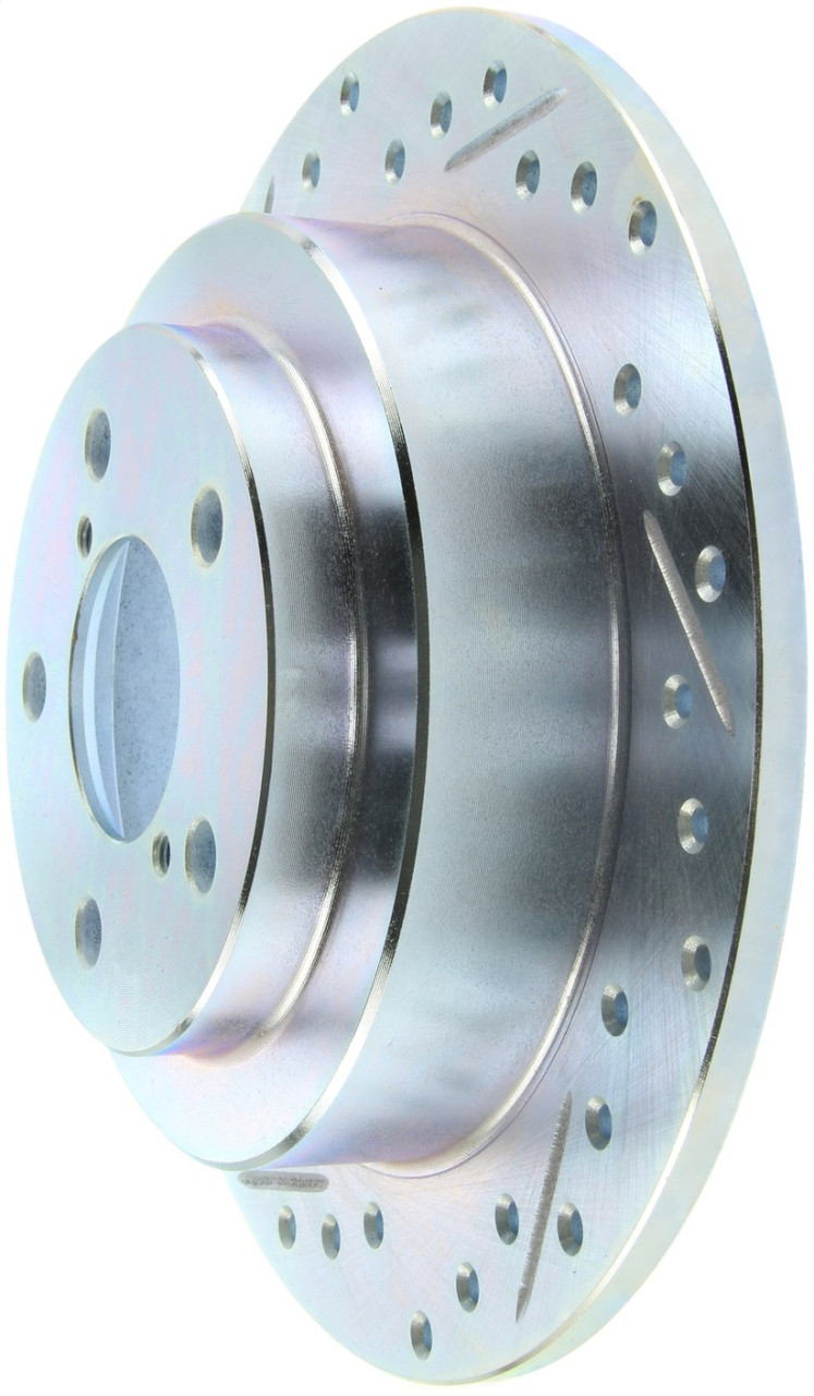 StopTech Select Sport 98-08 Subaru Forester Slotted and Drilled Right Rear Rotor - 227.47011R - Close-Up
