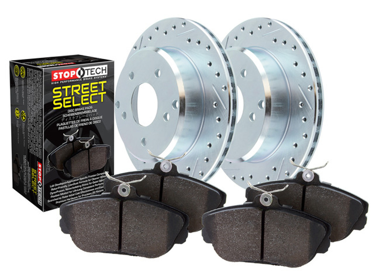 StopTech Select - 2 Wheel Brake Kit with Cross-Drilled & Slotted Rotors