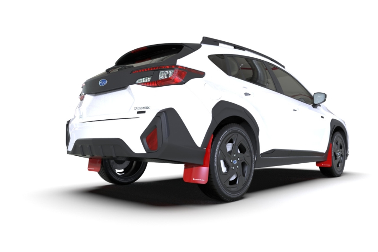 Rally Armor 2024 Subaru Crosstrek Red UR Mud Flap White Logo - Installed