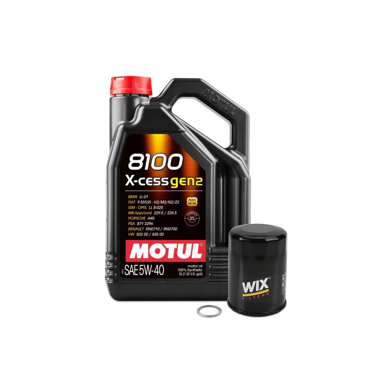 IAG MOTUL 5L 5W40 8100 X-CESS (Built Engine) Oil Change Package fits 02-14  Subaru WRX