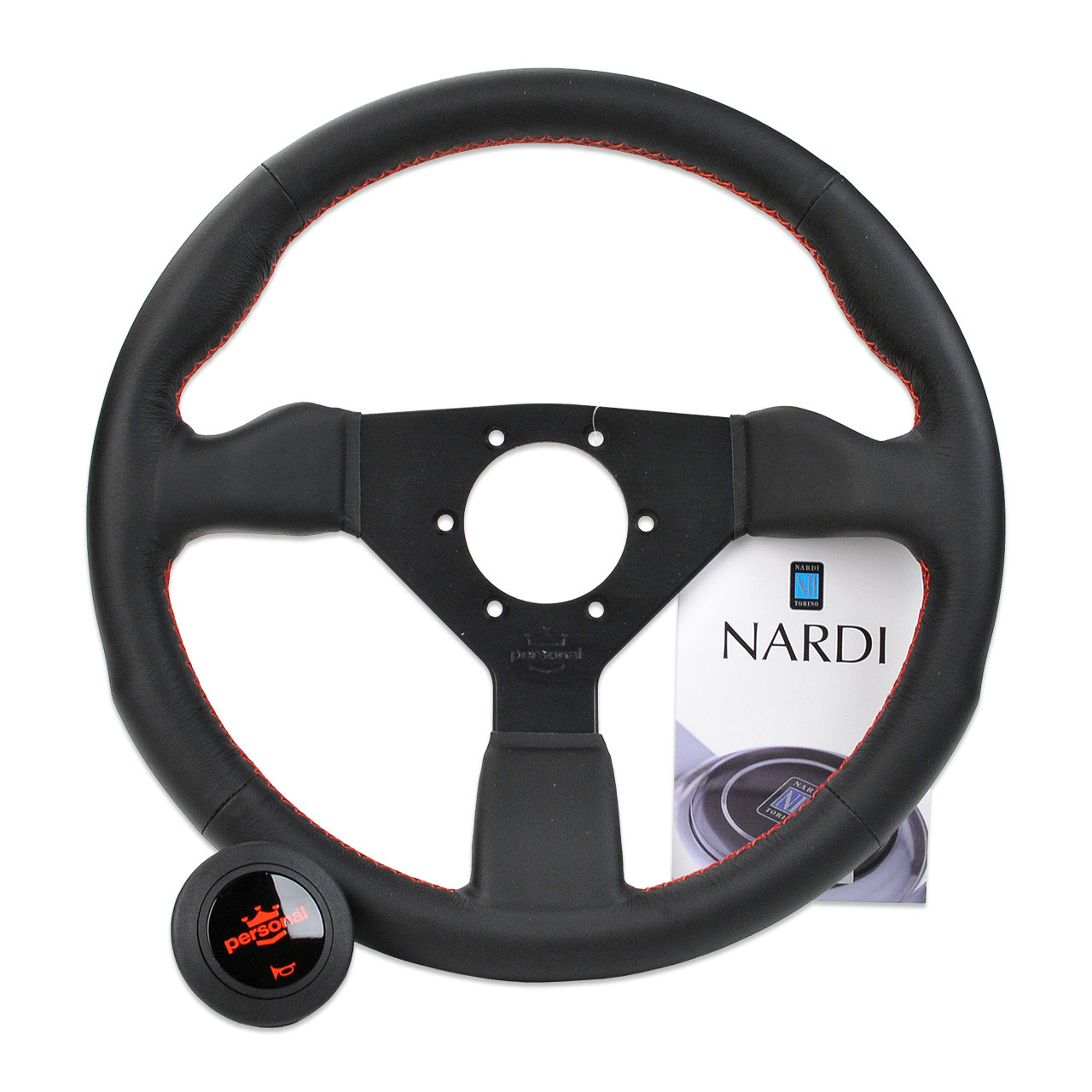 Personal Neo Grinta 330 Steering Wheel in Black Leather with Red Stitching