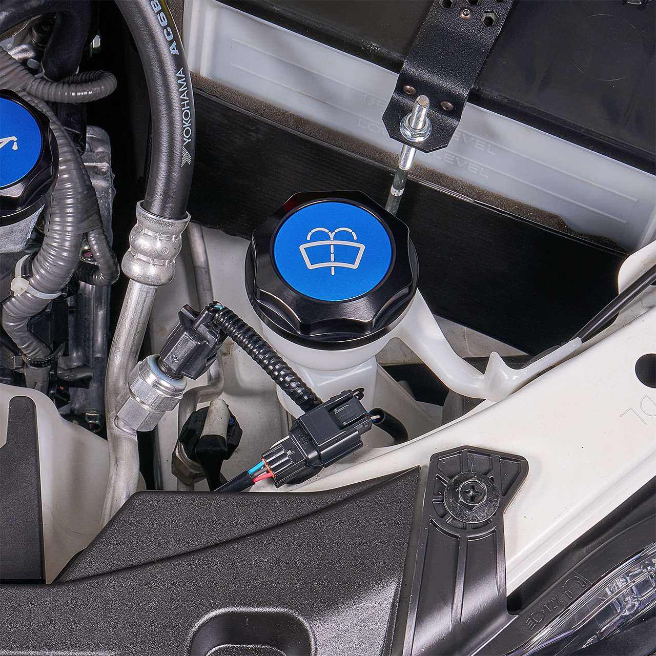 IAG Revolve Washer Fluid Reservoir Cap w/ Anodized Color Accent for 22-26 WRX, 13-26 BRZ - Blue Installed