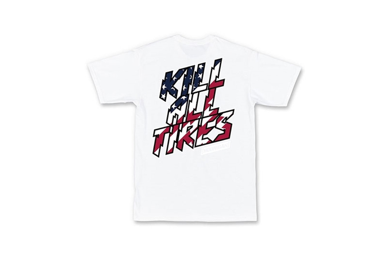 Hoonigan ICON Kill All Tires SS Tee - White / Red White Blue