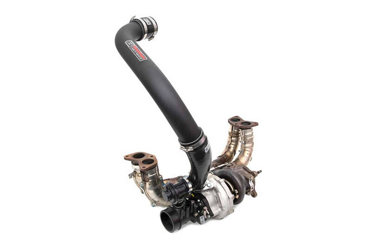 GrimmSpeed Black Charge Piping at the turbo for 15+ WRX TMIC