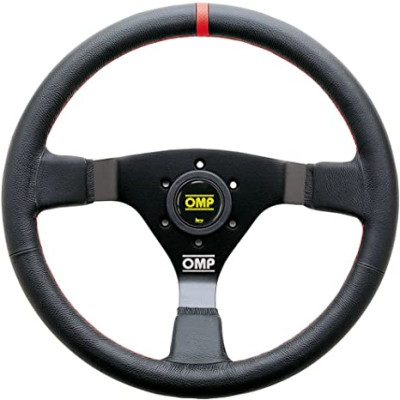 OMP WRC Steering Wheel Black/Red Leather - OD0-1980-073