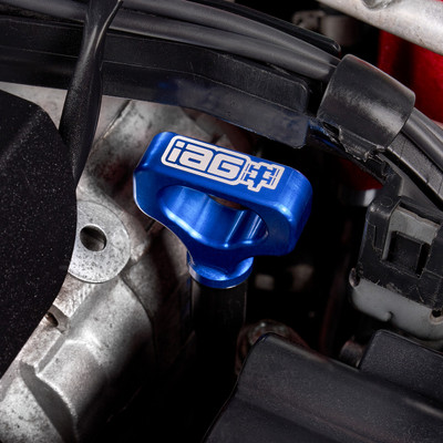 IAG Dipstick With Billet Anodized Handle For 2002-05 WRX, 93-06 Impreza - Blue Installed