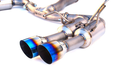 Invidia 2015+ WRX/STi Gemini 80mm Full Titanium Quad 101mm Tip Cat-Back Exhaust - HS15STI5TG4ST - Close-up
