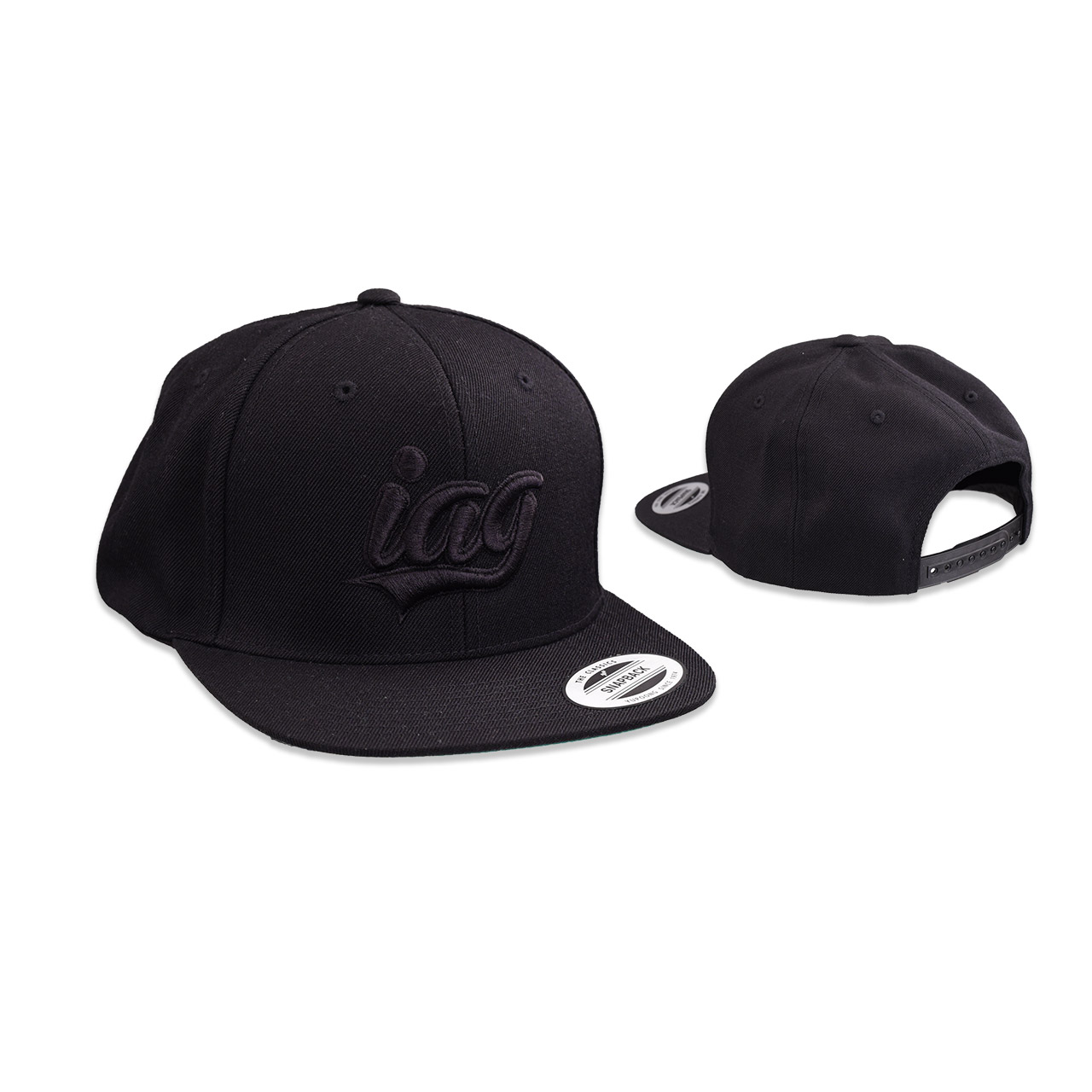 IAG Snapback Hat with Black Script Logo