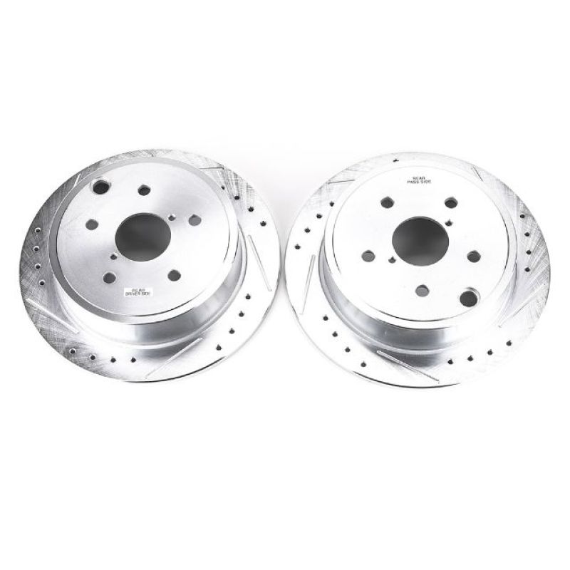 Power Stop Evolution Drilled & Slotted Rear Rotors For 2015-21 Subaru WRX - Pair