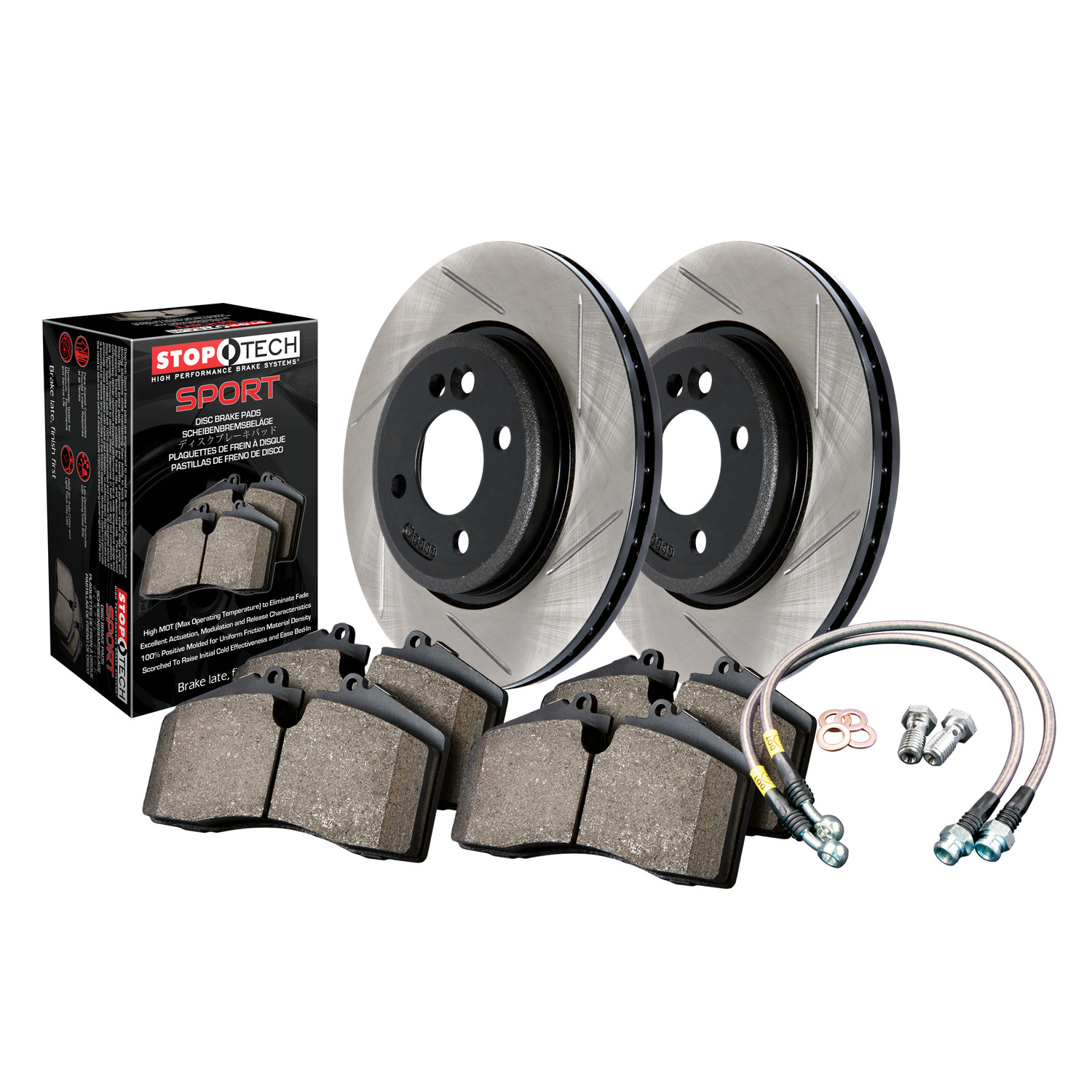 StopTech Sport Disc Brake Kit with Slotted Rotors