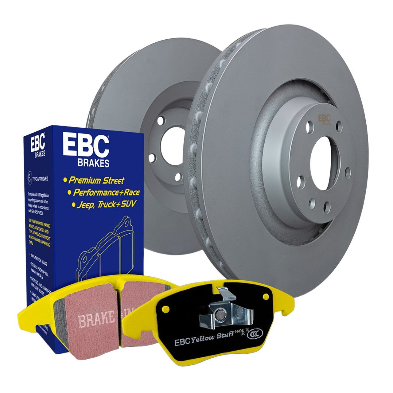 EBC S13 Yellowstuff Sport Rear Brake Pads and Black RK Rear Rotors Kit For 2017-20 Subaru BRZ
