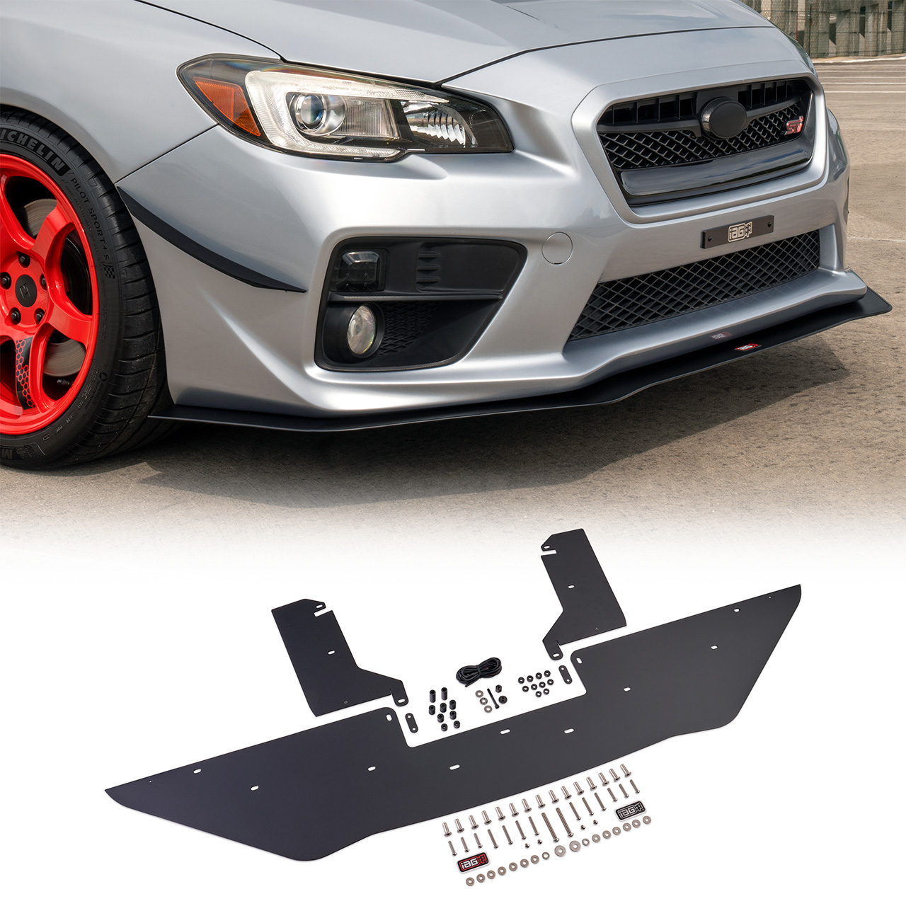 IAG Front Splitter with Straight Endplate Winglets For 2015-21 Subaru WRX & STI