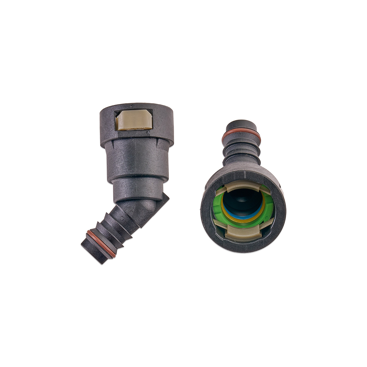 IAG 5/8" SAE Quick Connect Female to 1/2" Hose Barb Angled (135 / 45 degrees)