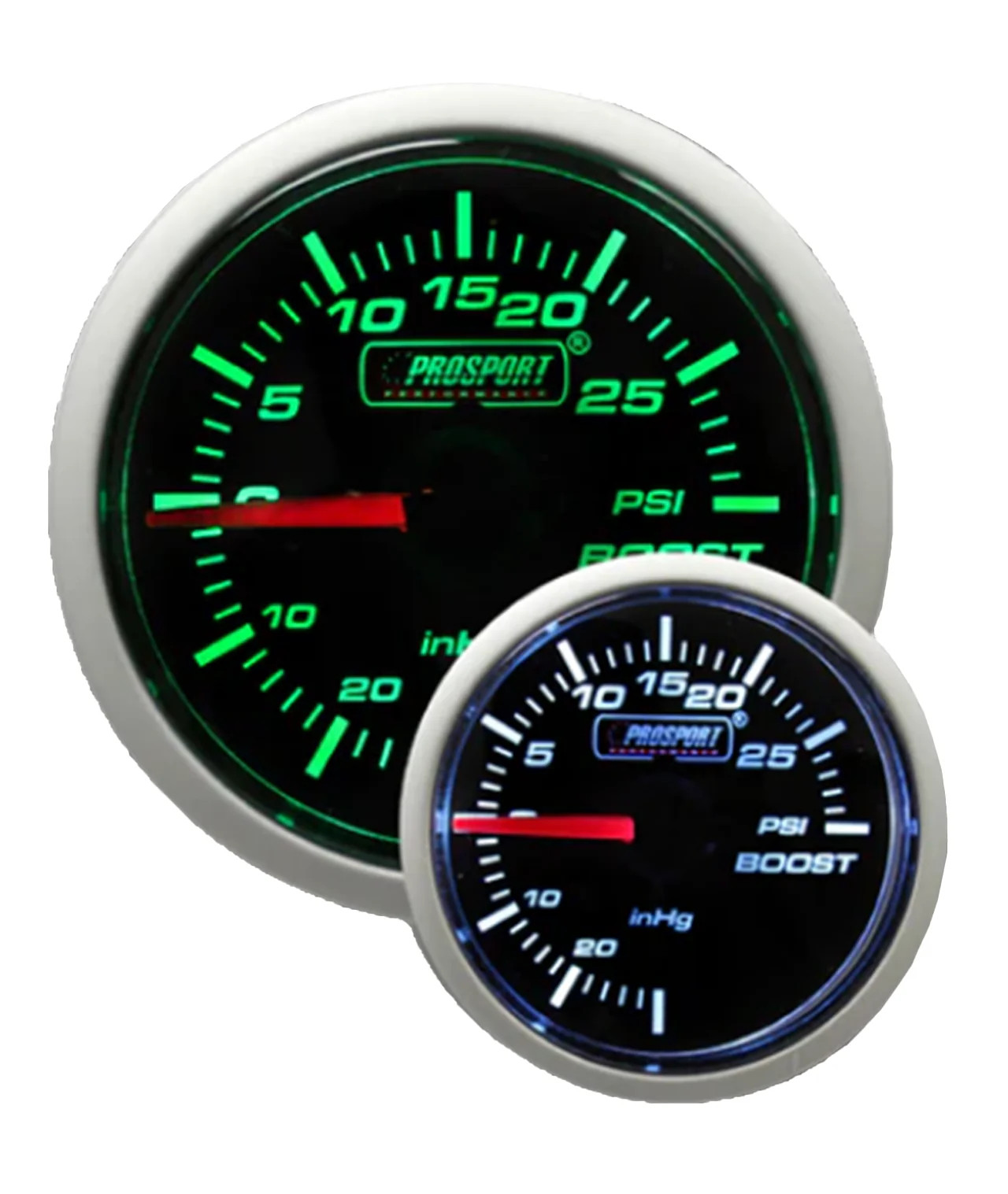 Prosport 52mm Green/White Electrical Boost Gauge