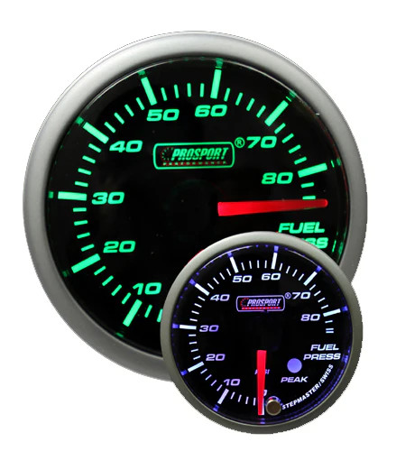 Prosport 52mm Green/White Premium Fuel Pressure Gauge