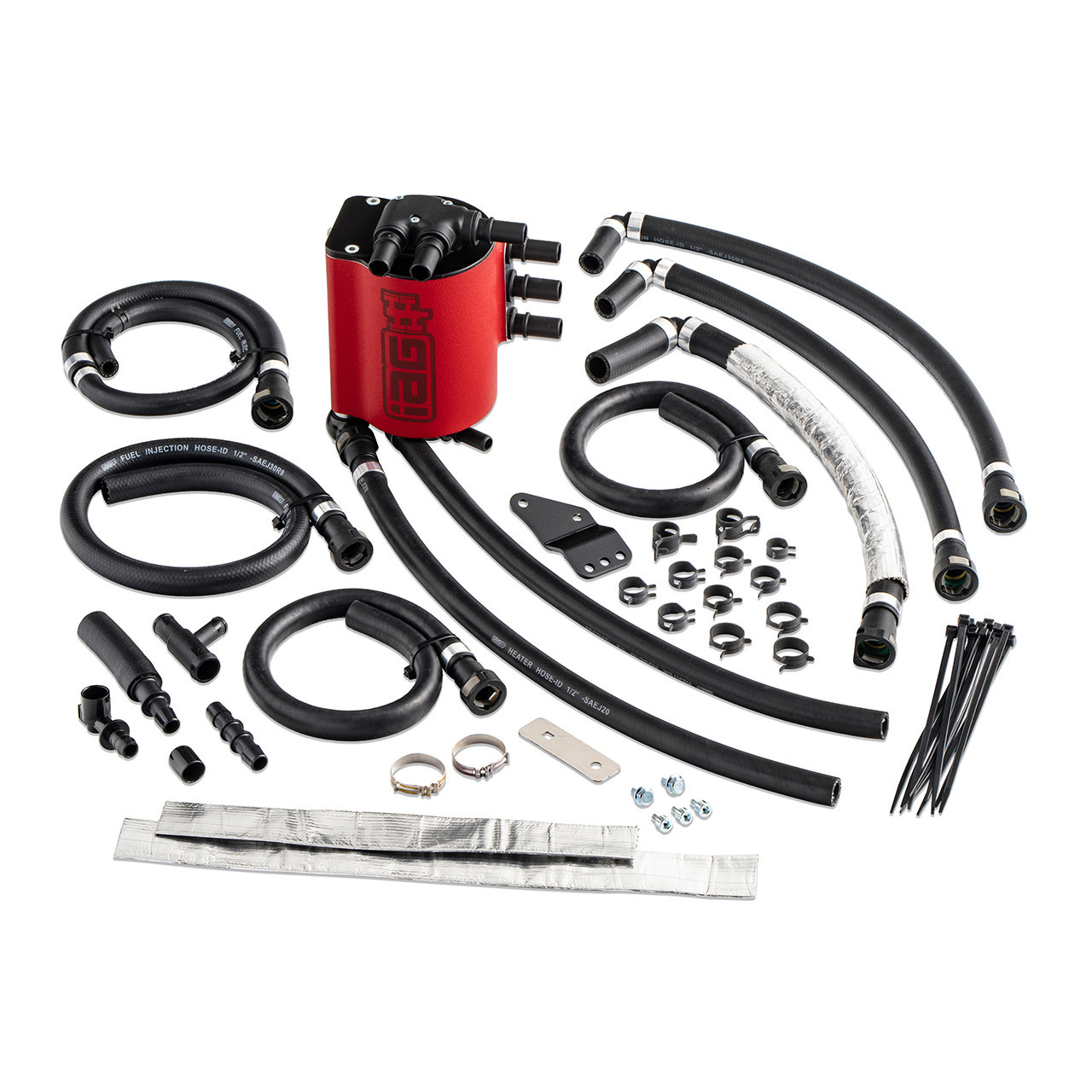 IAG Air / Oil Separator (AOS) For 2008-14 Subaru WRX & 2008-21 STI - Red Layout