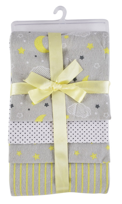 4 Pack Yellow Flannel Receiving Blanket