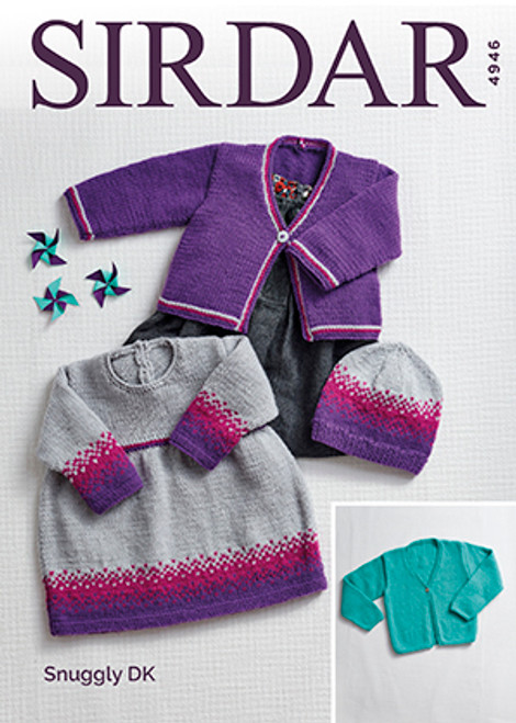 Sirdar 4946 Snuggly DK Dress & Cardigan Pattern 0-7yrs Sirdar 4946 Snuggly DK Dress & Cardigan Pattern 0-7yrs