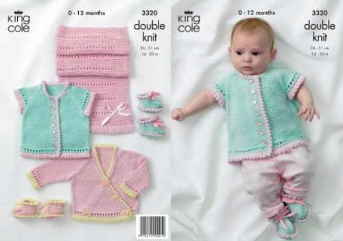 King Cole 3320 Cottonsoft DK Cardigan & Pram Cover Pattern
