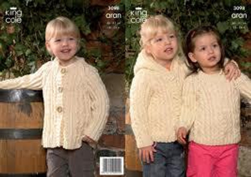 King Cole 3602 Mens Aran Sweater and Cardigan Pattern - Knitting