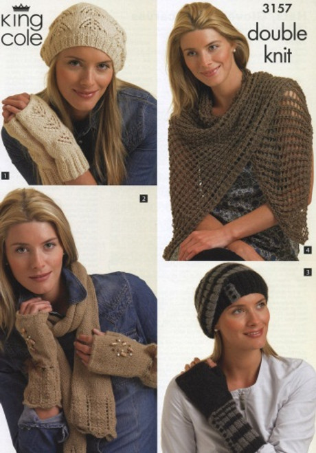 King Cole 3157 Hat, Gloves & Scarf Pattern