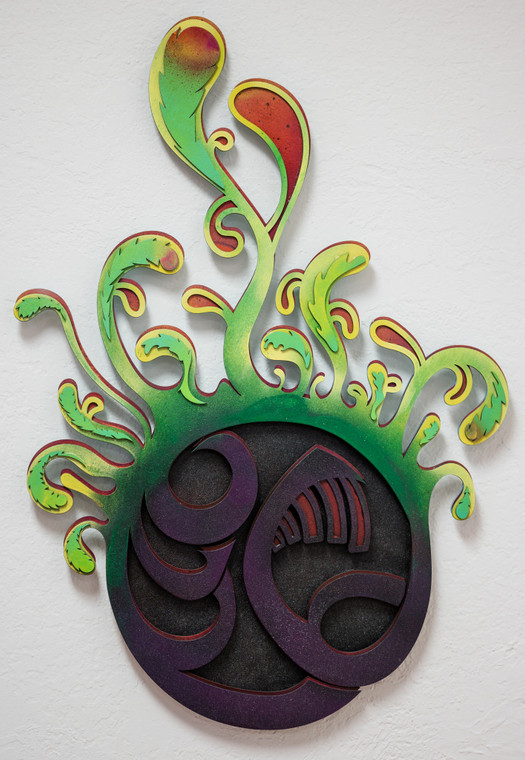 extruded woodcut wall hanging by Nathan Baerreis - plantling - made of plywood and hand painted