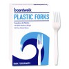 Mediumweight Polystyrene Cutlery, Fork, Plastic, White, 100/Box