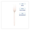 Mediumweight Polystyrene Cutlery, Fork, Plastic, White, 100/Box