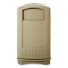 Plaza Indoor/Outdoor Waste Container, 50 Gal, Plastic, Beige