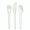 Eco-Id Mediumweight Compostable Cutlery, Fork/Knife/Spoon, Plastic, White, 120/Pack