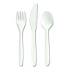 Eco-Id Mediumweight Compostable Cutlery, Fork/Knife/Spoon, Plastic, White, 120/Pack