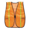 Polyester Mesh Safety Vest, One Size Fits Most, Orange With 0.75" Lime Green Stripe