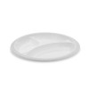 Meadoware Impact Plastic Dinnerware, 3-Compartment Plate, 10.25" Dia, White, 500/Carton