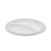 Meadoware Impact Plastic Dinnerware, 3-Compartment Plate, 10.25" Dia, White, 500/Carton