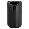 Open Top Round Waste Receptacle, 30 Gal, Steel, Black